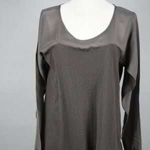 Eileen Fisher Sheer Top half Long Sleeve Brown Top